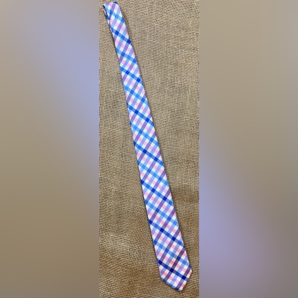 Izod Neck Tie, Blue/Pink Plaid, 3” Wide